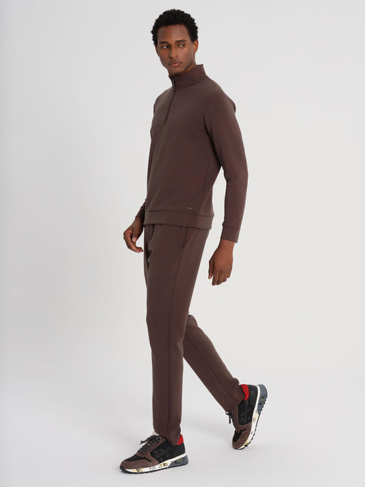Dadado Brown Bamboo Jogging Top Half Zipper