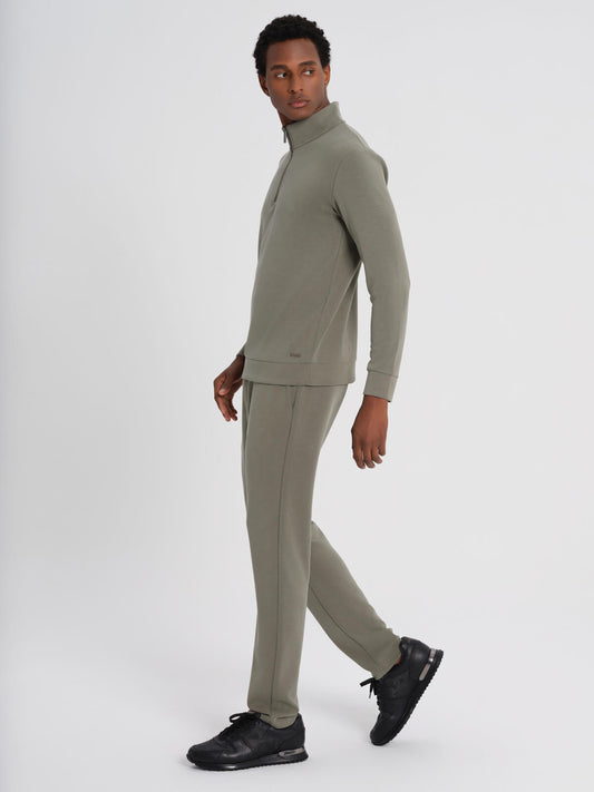 Dadado Khaki Bamboo Jogging Top Half Zipper