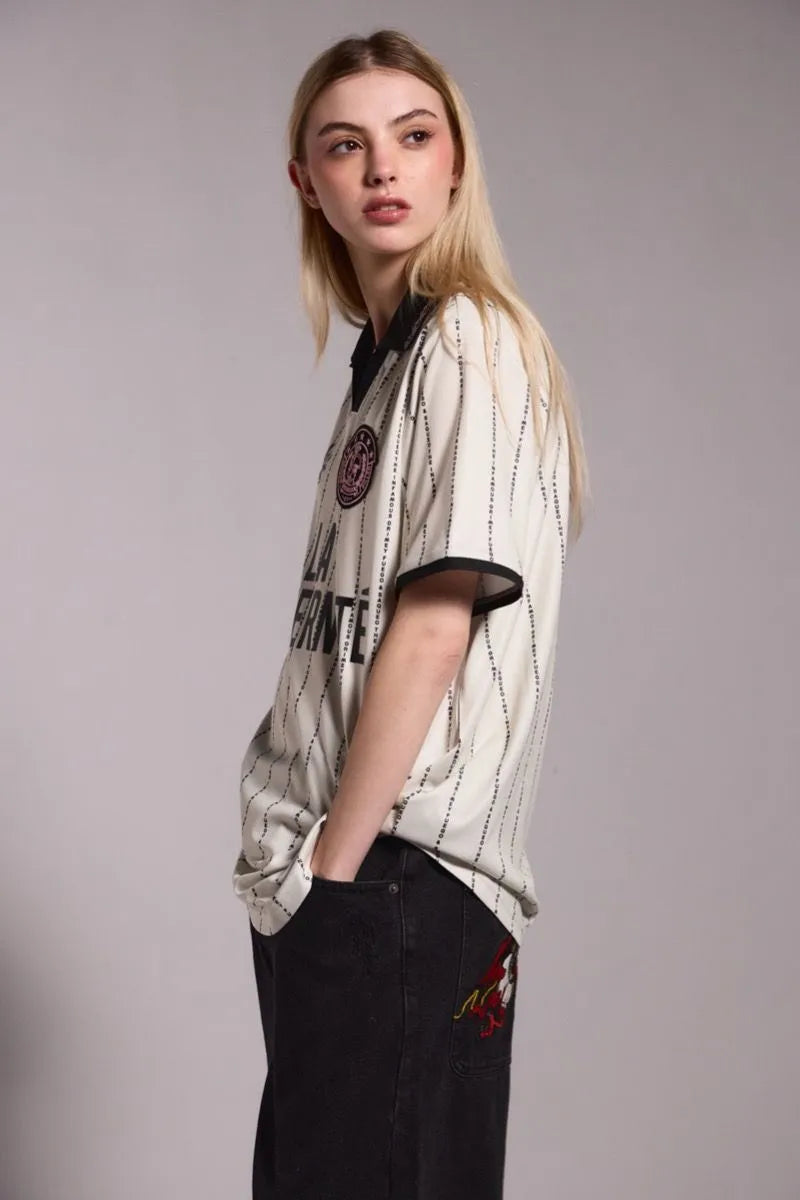Grimey La Fraternite Bruler Piller Soccer Tee Off White