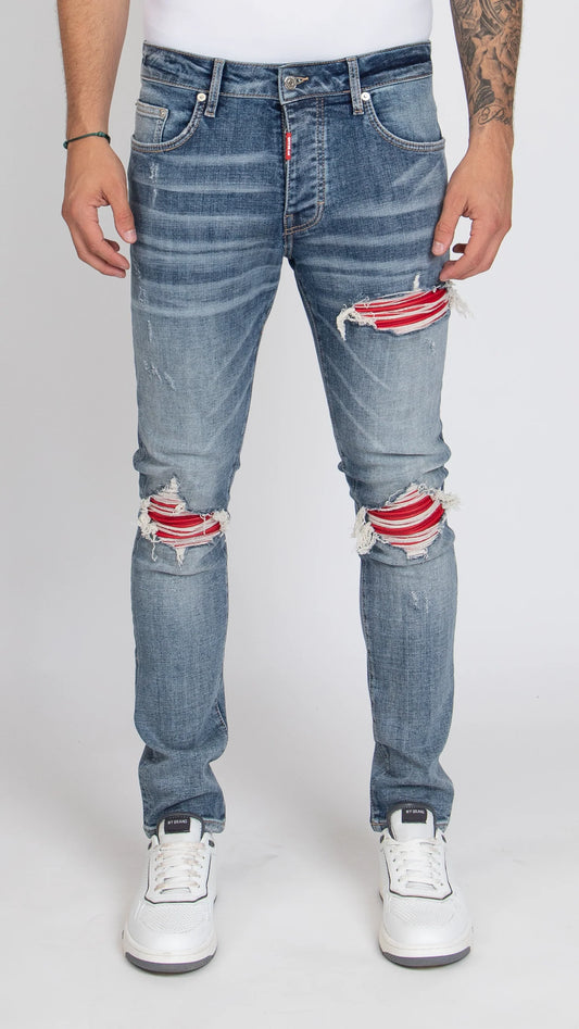 My Brand Red Ripped Biker Jeans