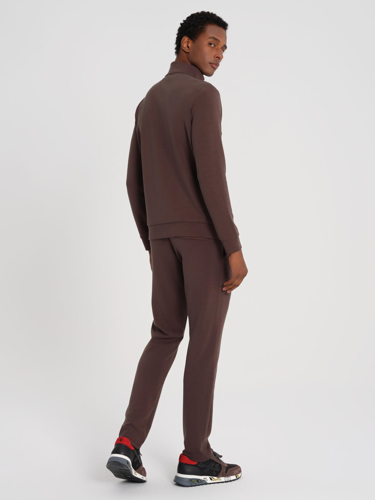 Dadado Brown Bamboo Jogging Top Half Zipper
