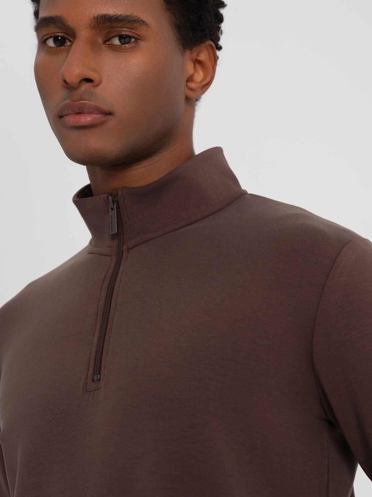 Dadado Brown Bamboo Jogging Top Half Zipper