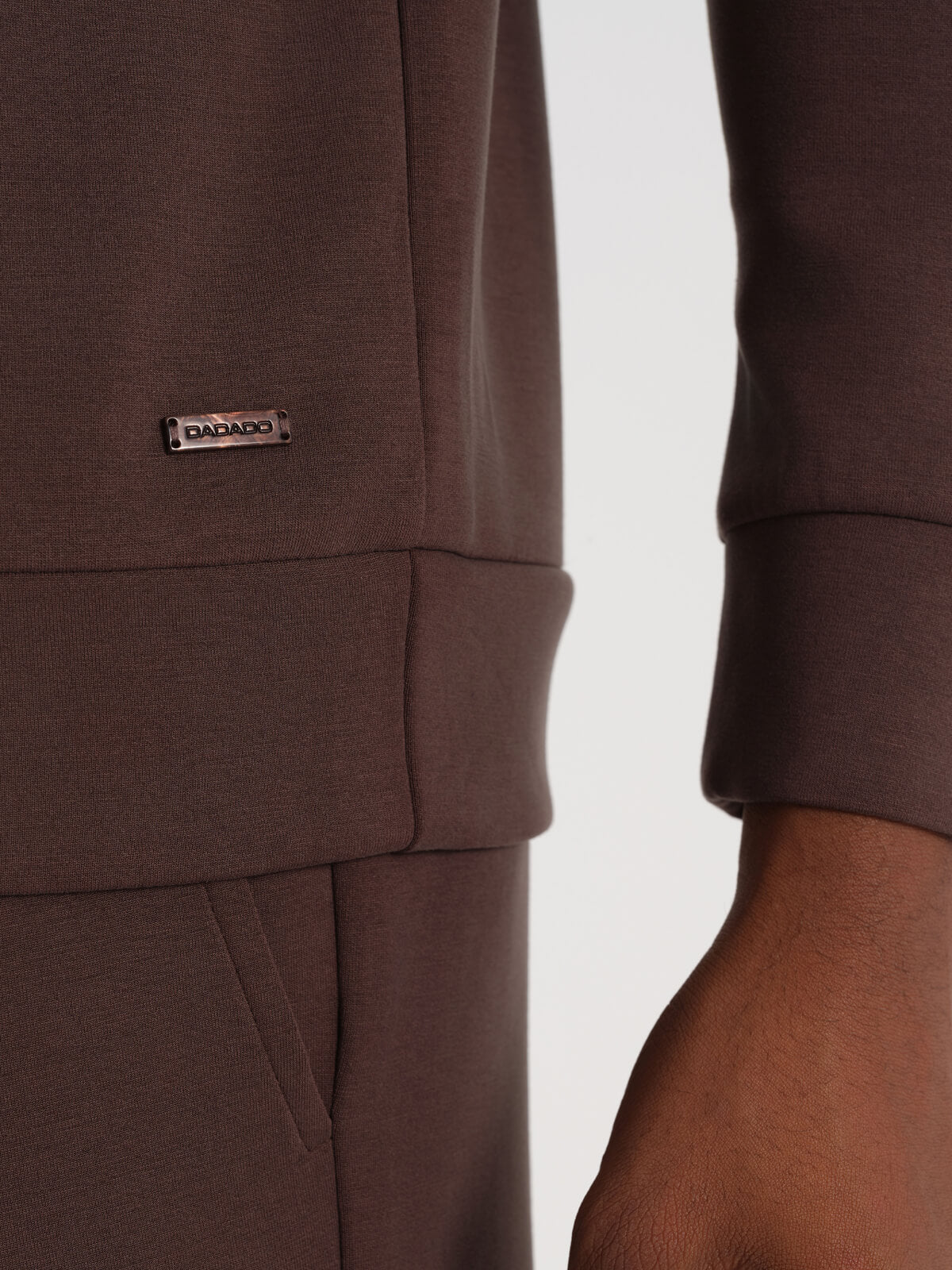 Dadado Brown Bamboo Jogging Top Half Zipper