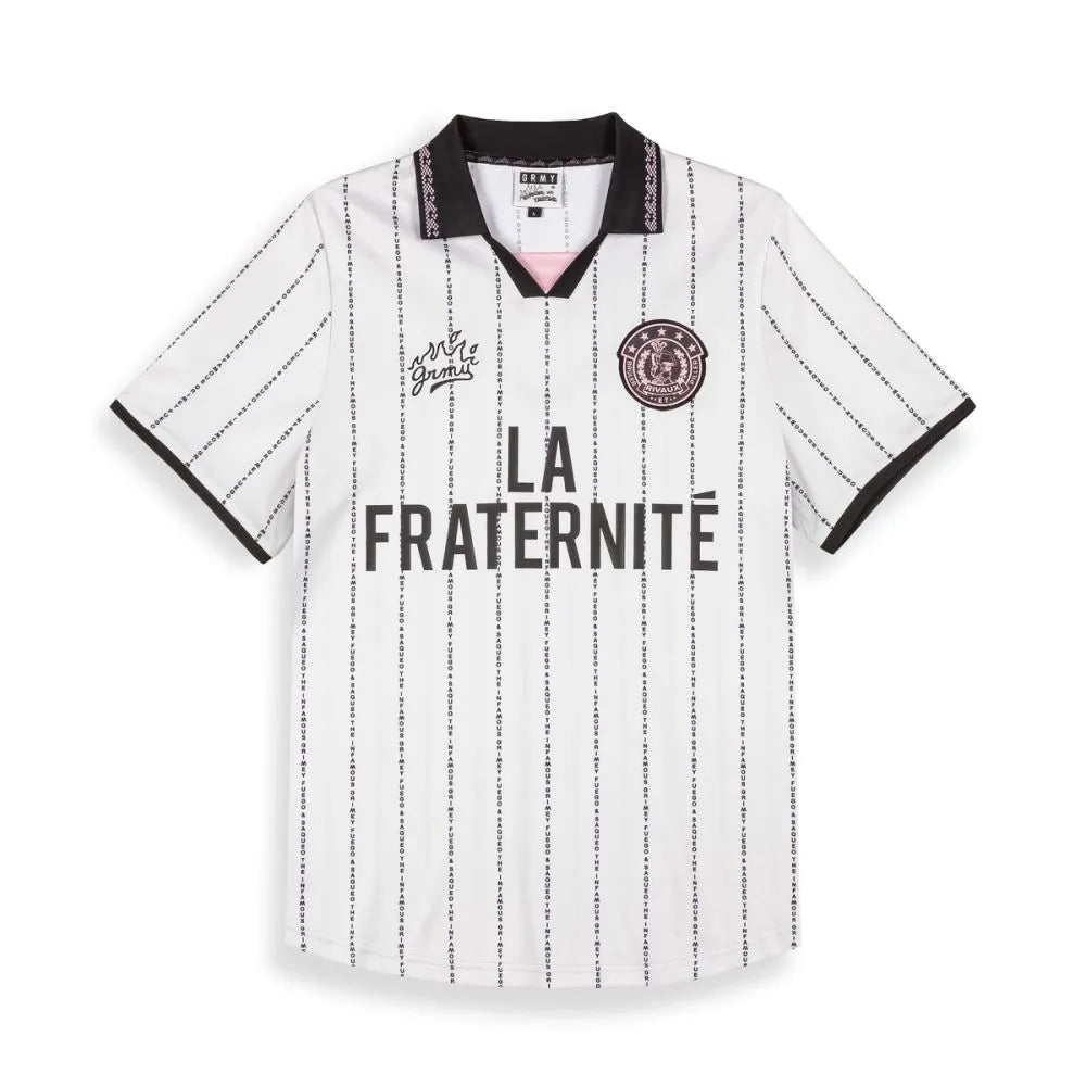 Grimey La Fraternite Bruler Piller Soccer Tee Off White