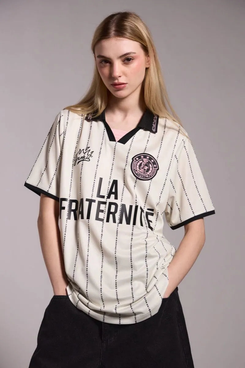 Grimey La Fraternite Bruler Piller Soccer Tee Off White